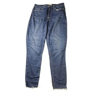 Paige Jeans Womens 30 Blue Hoxton Ankle Mid Rise Slim Raw Hem Stretch Denim